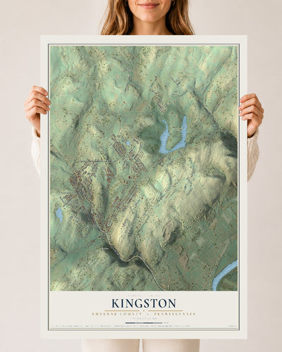Map of Kingston, Luzerne County, Pennsylvania, 24 x 36 inch unframed archival matte print