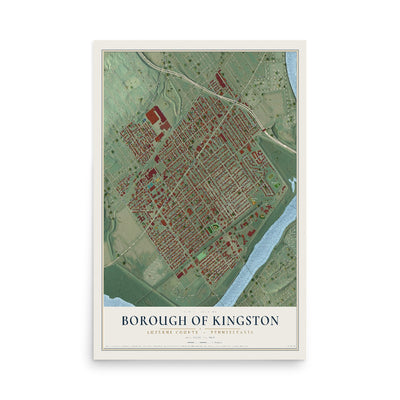 Map of the Borough of Kingston, Luzerne County, Pennsylvania, 12 x 18 inch unframed archival matte print