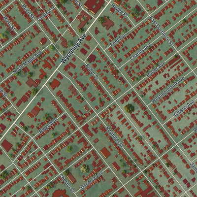 Close-up of the map of the Borough of Kingston, Luzerne County, Pennsylvania print showing street and building detail