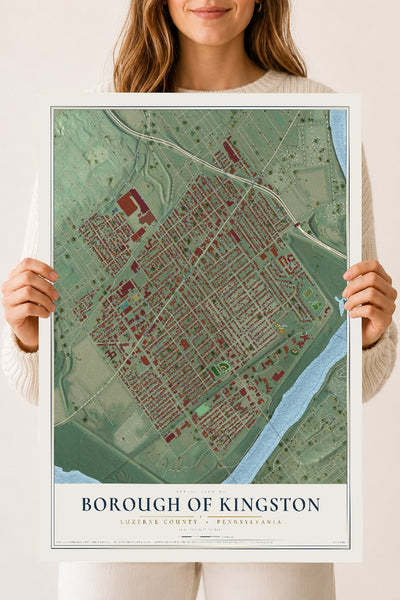 Map of the Borough of Kingston, Luzerne County, Pennsylvania, 18 x 24 inch unframed archival matte print