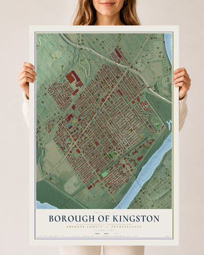 Map of the Borough of Kingston, Luzerne County, Pennsylvania, 24 x 36 inch unframed archival matte print