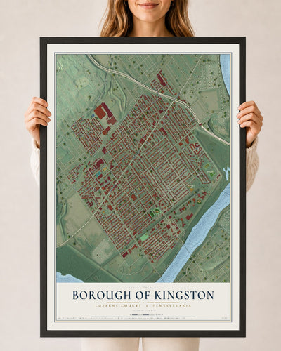 Map of the Borough of Kingston, Luzerne County, Pennsylvania, 24 x 36 inch print in a black wood frame