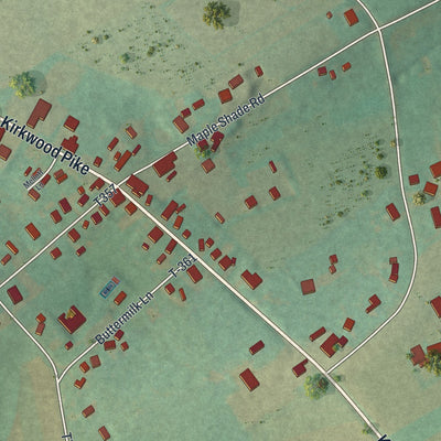 Close-up of the map of Kirkwood, Pennsylvania print showing street and building detail