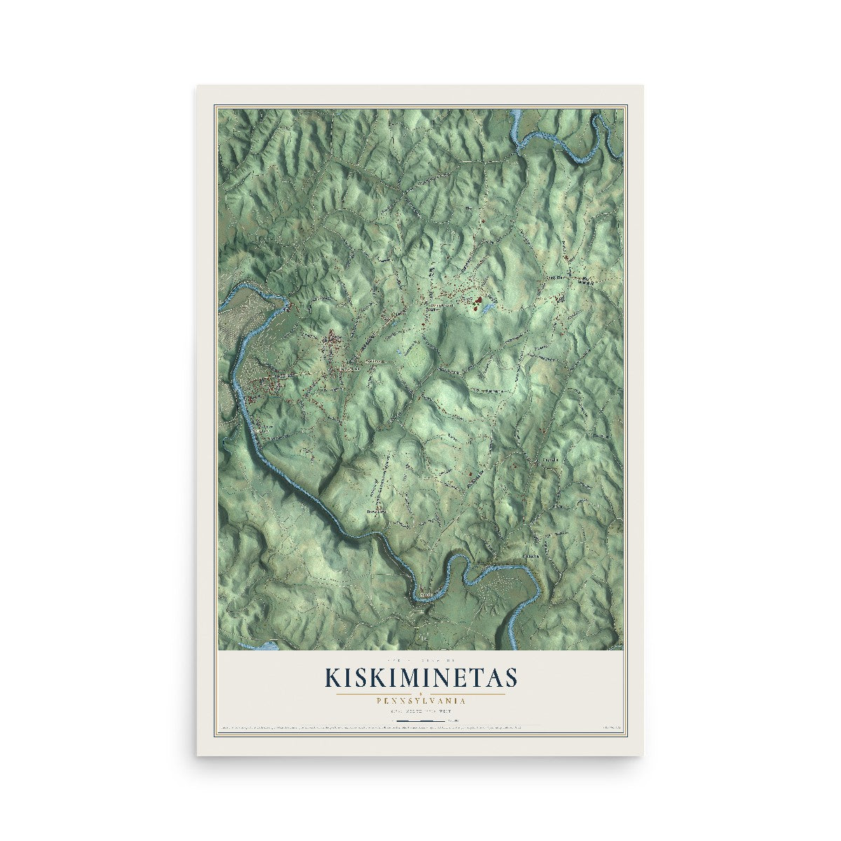 Map of Kiskiminetas, Pennsylvania, 12 x 18 inch unframed archival matte print