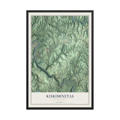 Map of Kiskiminetas, Pennsylvania, 12 x 18 inch print in a black wood frame