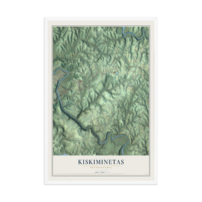 Map of Kiskiminetas, Pennsylvania, 12 x 18 inch print in a white wood frame