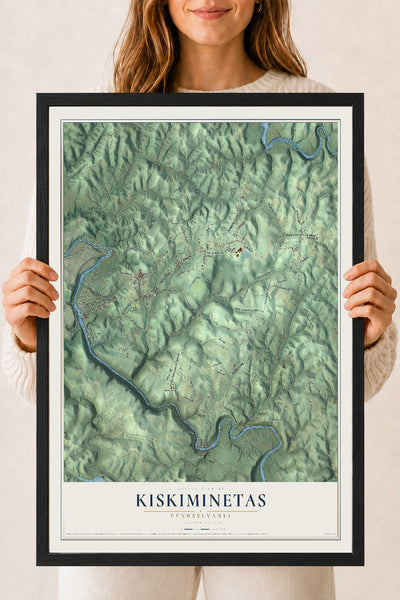 Map of Kiskiminetas, Pennsylvania, 18 x 24 inch print in a black wood frame