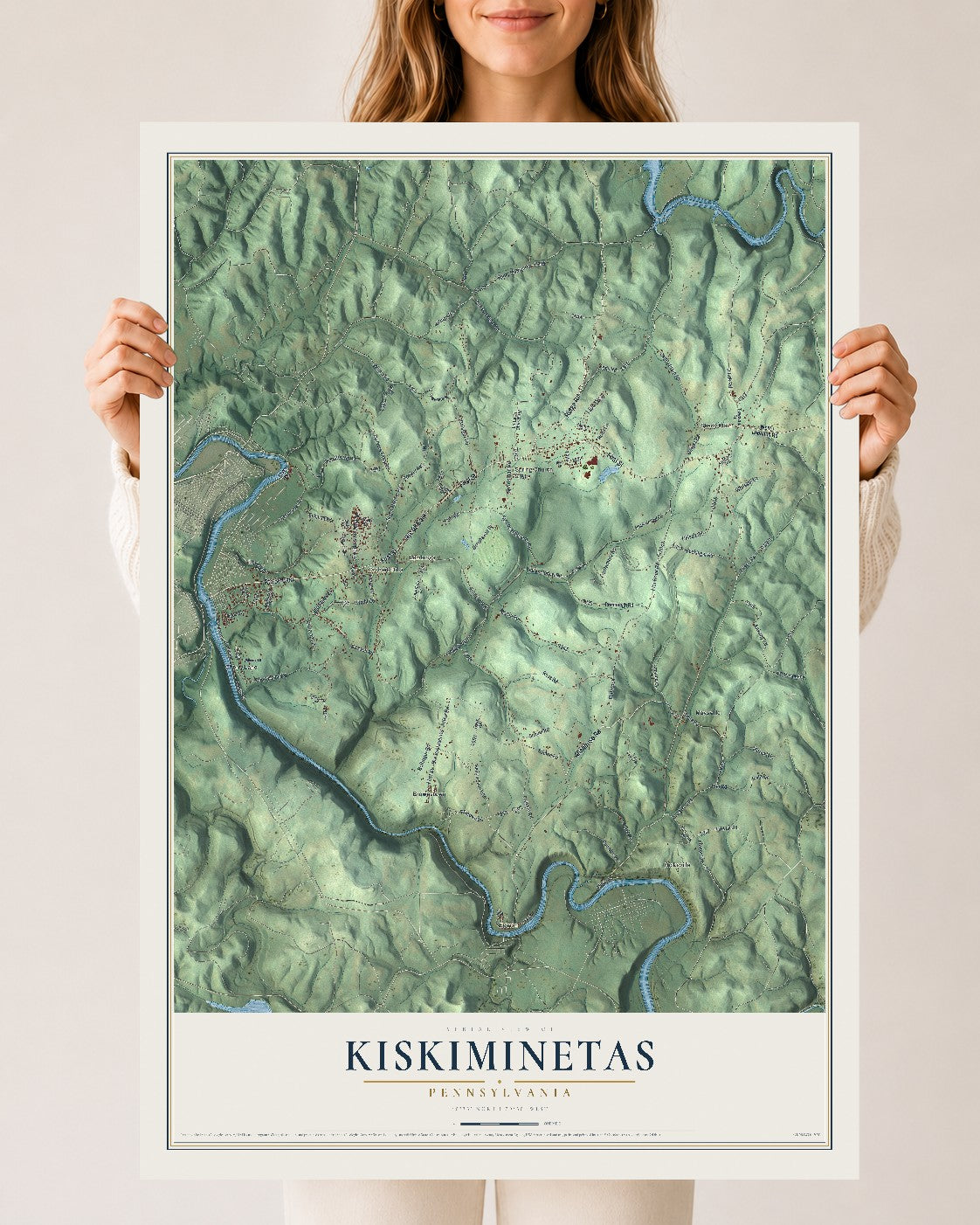 Map of Kiskiminetas, Pennsylvania, 24 x 36 inch unframed archival matte print