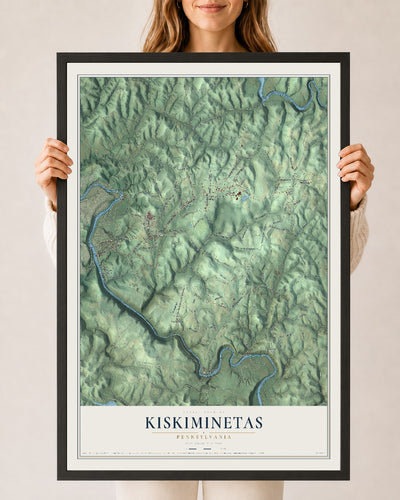 Map of Kiskiminetas, Pennsylvania, 24 x 36 inch print in a black wood frame
