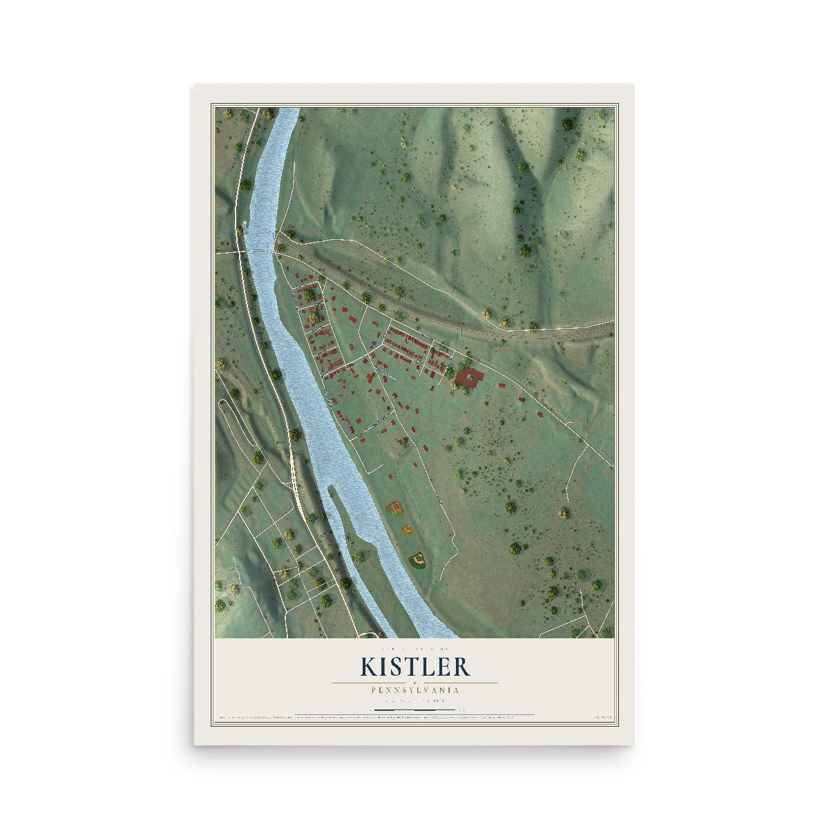 Map of Kistler, Pennsylvania, 12 x 18 inch unframed archival matte print