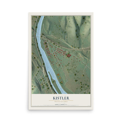 Map of Kistler, Pennsylvania, 12 x 18 inch unframed archival matte print