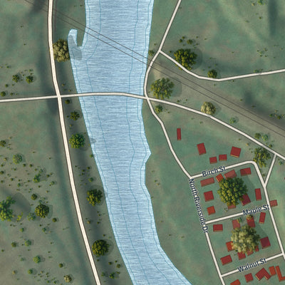 Close-up of the map of Kistler, Pennsylvania print showing street and building detail