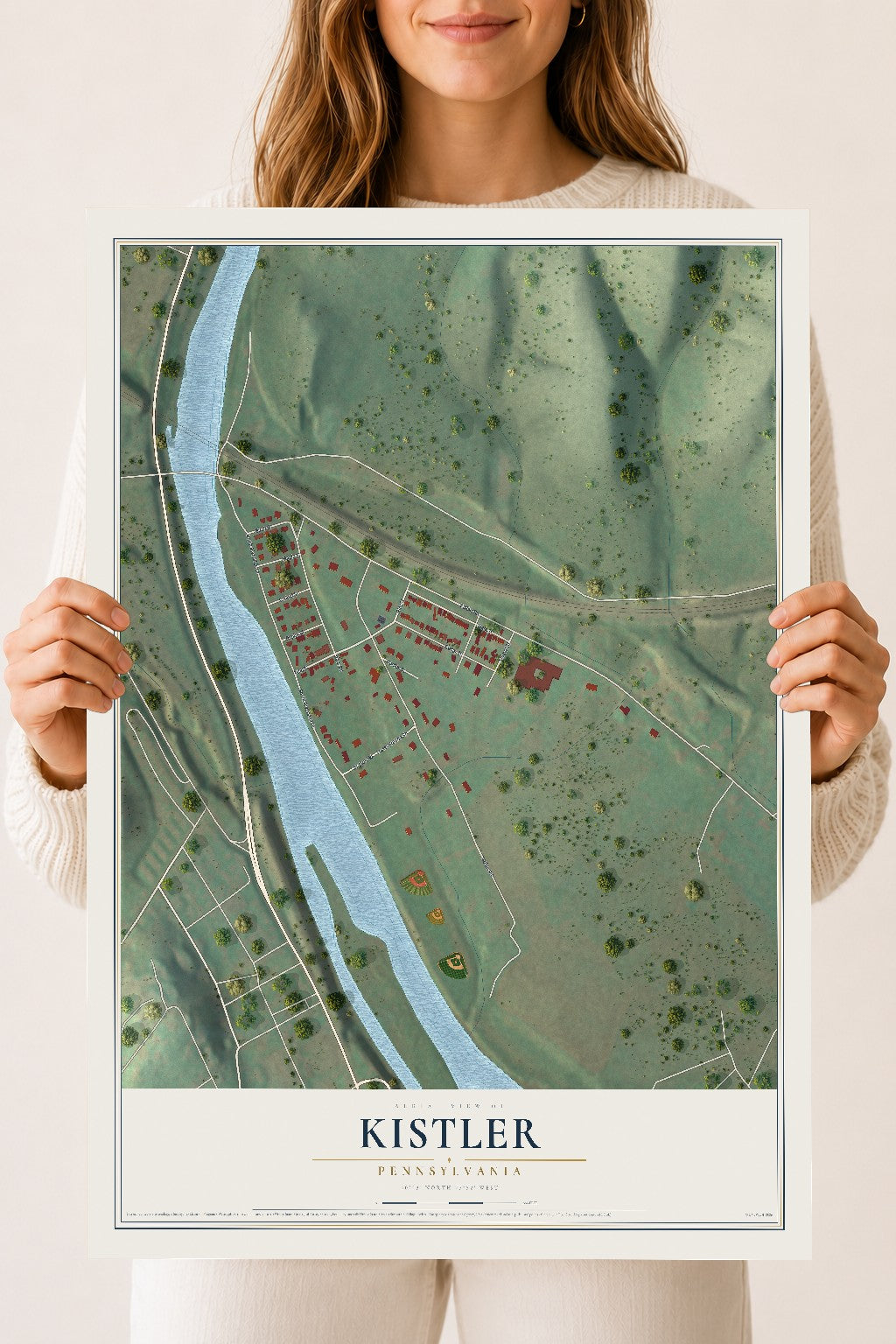 Map of Kistler, Pennsylvania, 18 x 24 inch unframed archival matte print