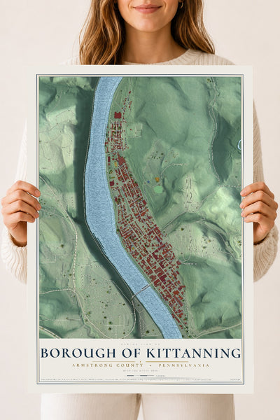 Map of the Borough of Kittanning, Armstrong County, Pennsylvania, 18 x 24 inch unframed archival matte print