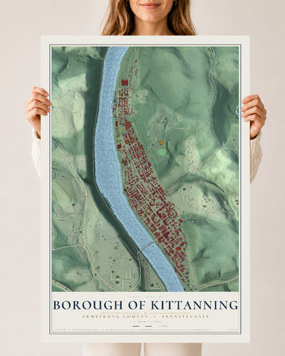 Map of the Borough of Kittanning, Armstrong County, Pennsylvania, 24 x 36 inch unframed archival matte print