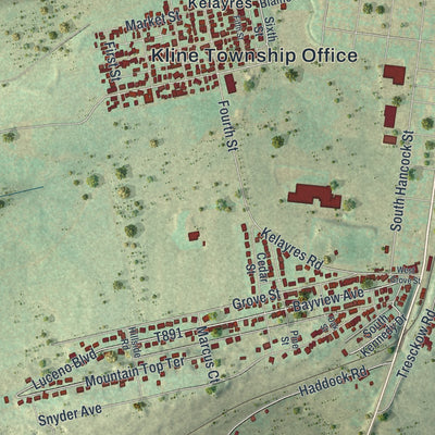 Close-up of the map of Kline, Pennsylvania print showing street and building detail