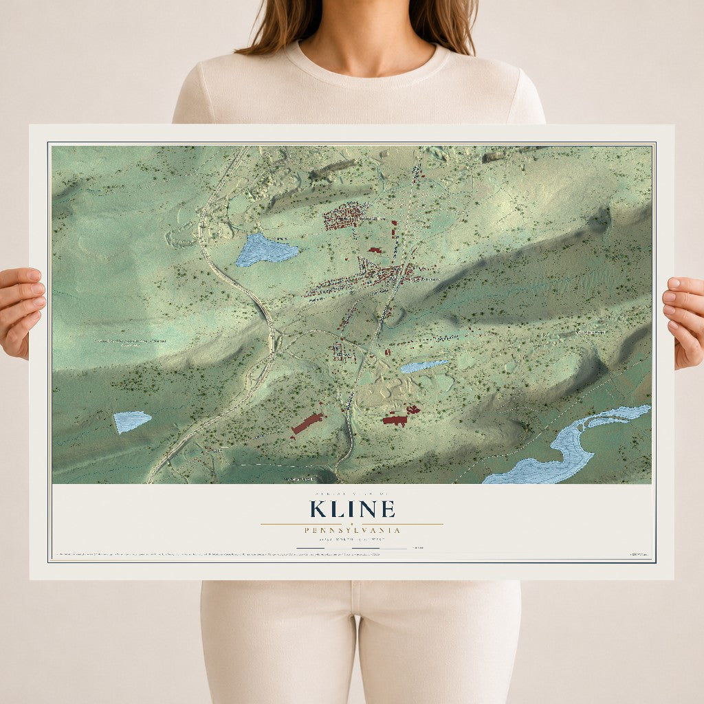 Map of Kline, Pennsylvania, 18 x 24 inch unframed archival matte print