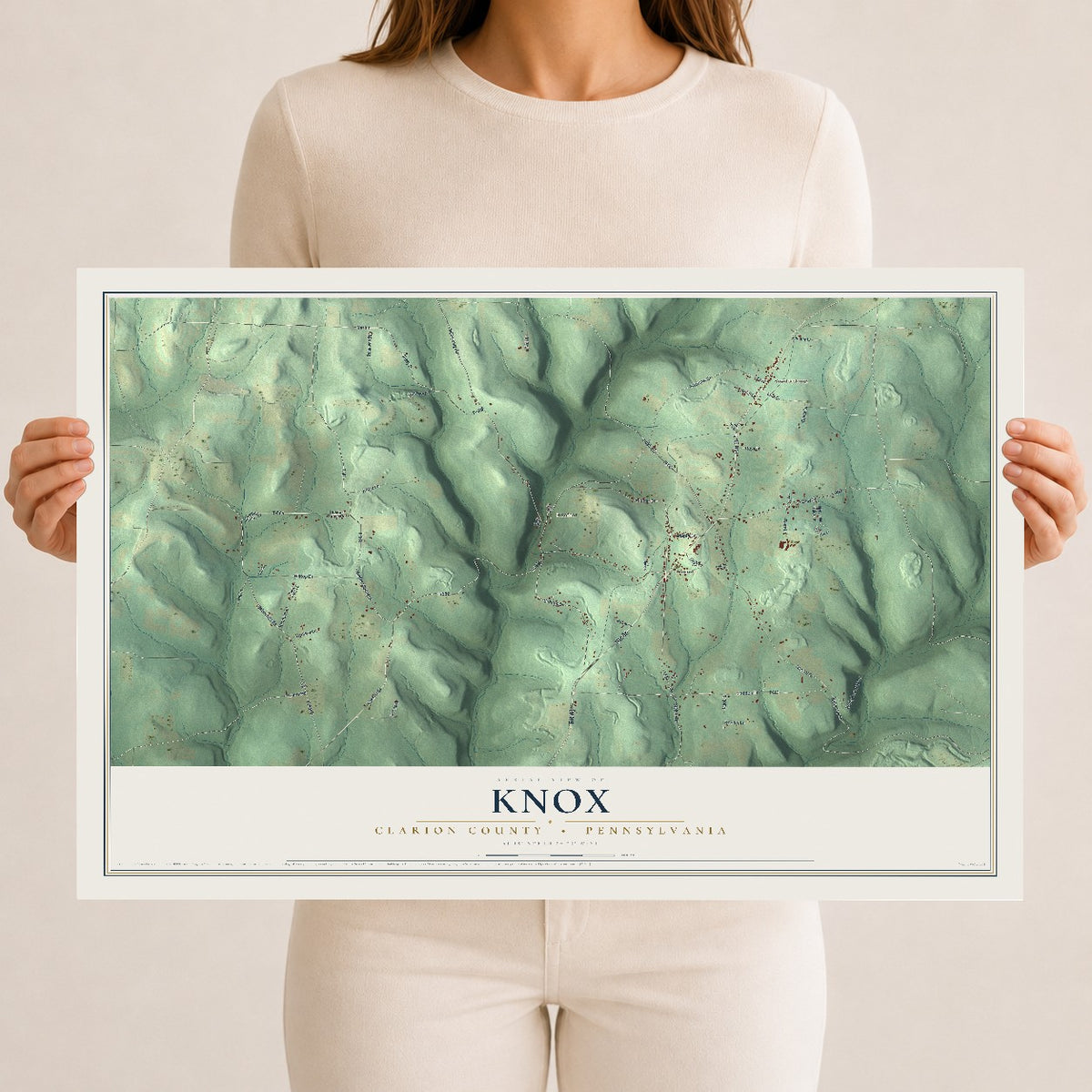 Map of Knox, Clarion County, Pennsylvania, 12 x 18 inch unframed archival matte print