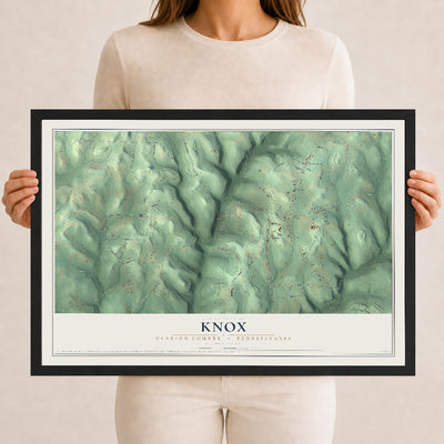 Map of Knox, Clarion County, Pennsylvania, 12 x 18 inch print in a black wood frame