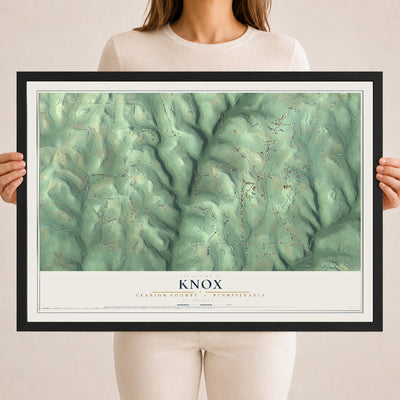 Map of Knox, Clarion County, Pennsylvania, 18 x 24 inch print in a black wood frame