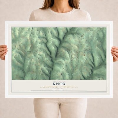 Map of Knox, Clarion County, Pennsylvania, 18 x 24 inch print in a white wood frame