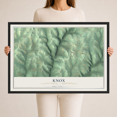 Map of Knox, Clarion County, Pennsylvania, 24 x 36 inch print in a black wood frame