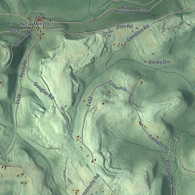 Close-up of the map of Knox, Clearfield County, Pennsylvania print showing street and building detail