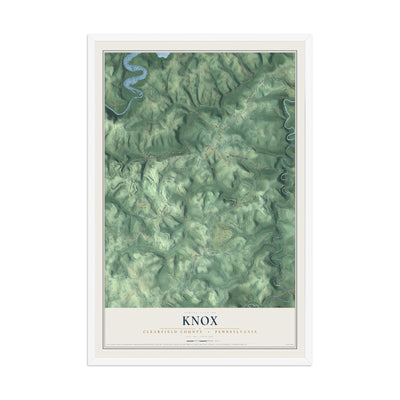 Map of Knox, Clearfield County, Pennsylvania, 12 x 18 inch print in a white wood frame