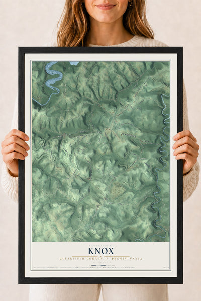 Map of Knox, Clearfield County, Pennsylvania, 18 x 24 inch print in a black wood frame
