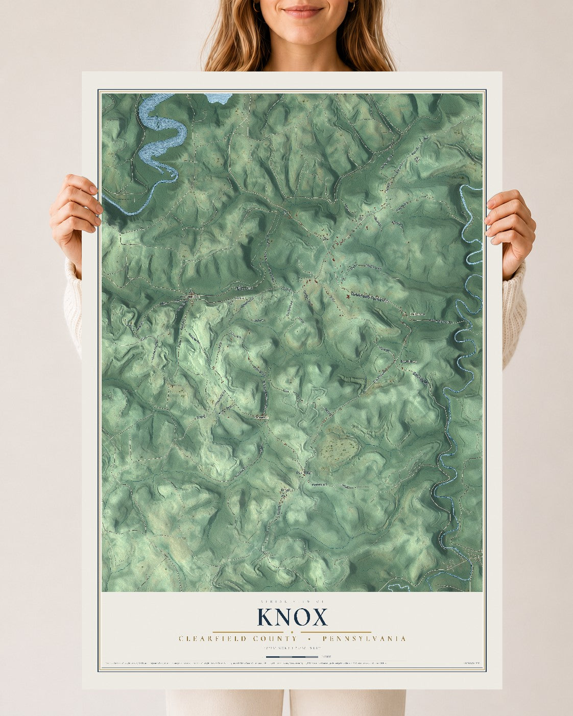 Map of Knox, Clearfield County, Pennsylvania, 24 x 36 inch unframed archival matte print