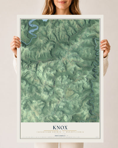 Map of Knox, Clearfield County, Pennsylvania, 24 x 36 inch unframed archival matte print