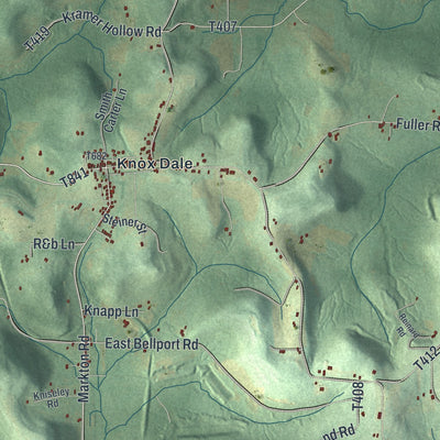 Close-up of the map of Knox, Jefferson County, Pennsylvania print showing street and building detail