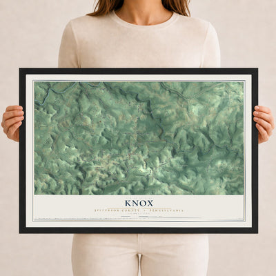 Map of Knox, Jefferson County, Pennsylvania, 12 x 18 inch print in a black wood frame