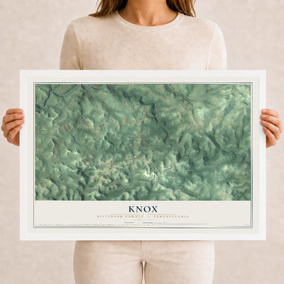 Map of Knox, Jefferson County, Pennsylvania, 12 x 18 inch print in a white wood frame