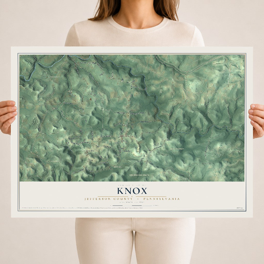 Map of Knox, Jefferson County, Pennsylvania, 18 x 24 inch unframed archival matte print