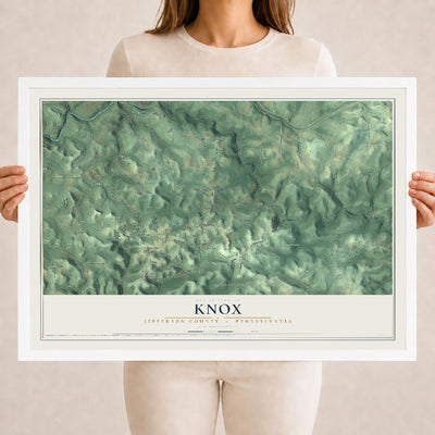 Map of Knox, Jefferson County, Pennsylvania, 18 x 24 inch print in a white wood frame