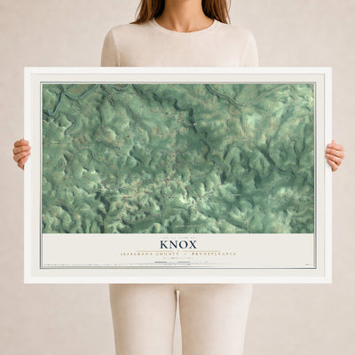 Map of Knox, Jefferson County, Pennsylvania, 24 x 36 inch print in a white wood frame
