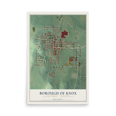 Map of the Borough of Knox, Clarion County, Pennsylvania, 12 x 18 inch unframed archival matte print
