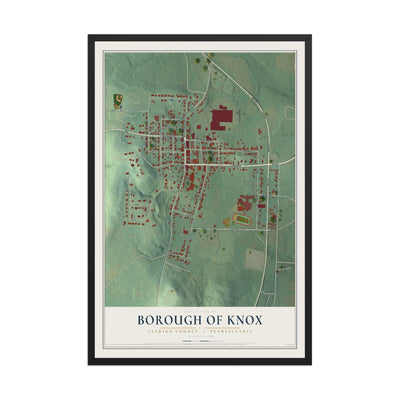 Map of the Borough of Knox, Clarion County, Pennsylvania, 12 x 18 inch print in a black wood frame