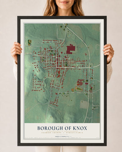 Map of the Borough of Knox, Clarion County, Pennsylvania, 24 x 36 inch print in a black wood frame