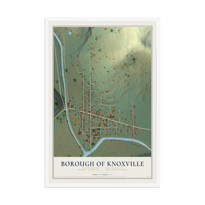 Map of the Borough of Knoxville, Tioga County, Pennsylvania, 12 x 18 inch print in a white wood frame