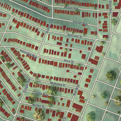Close-up of the map of Knoxville, Pennsylvania print showing street and building detail
