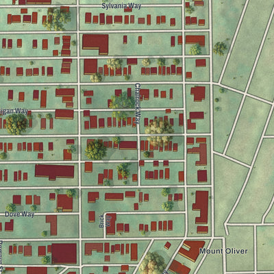 Second close-up of the map of Knoxville, Pennsylvania print showing more streets and buildings