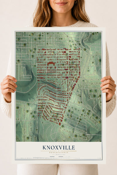 Map of Knoxville, Pennsylvania, 18 x 24 inch unframed archival matte print
