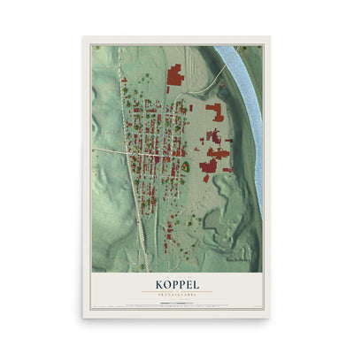 Map of Koppel, Pennsylvania, 12 x 18 inch unframed archival matte print