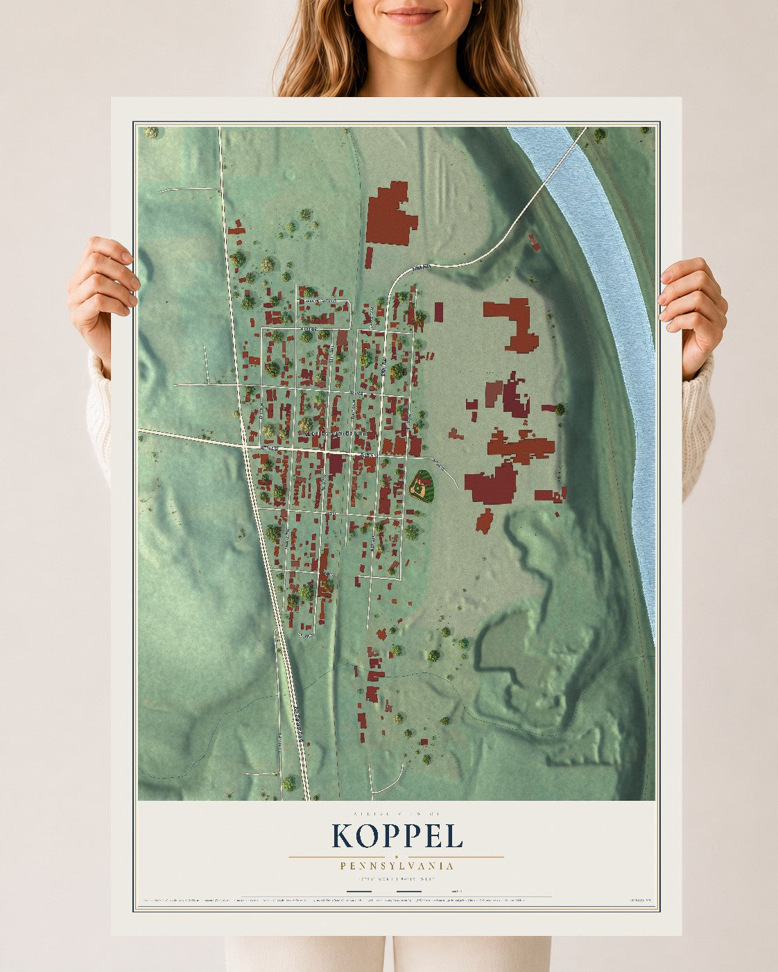 Map of Koppel, Pennsylvania, 24 x 36 inch unframed archival matte print