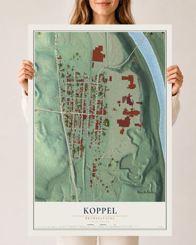 Map of Koppel, Pennsylvania, 24 x 36 inch unframed archival matte print
