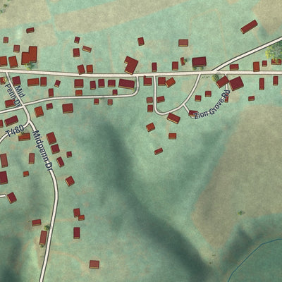 Close-up of the map of Kratzerville, Pennsylvania print showing street and building detail