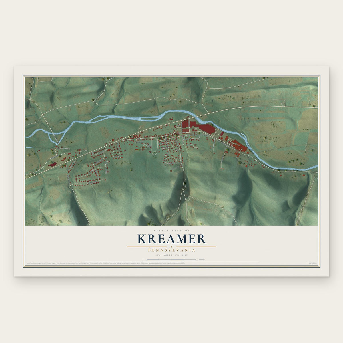 Kreamer, Pennsylvania map print, the full design
