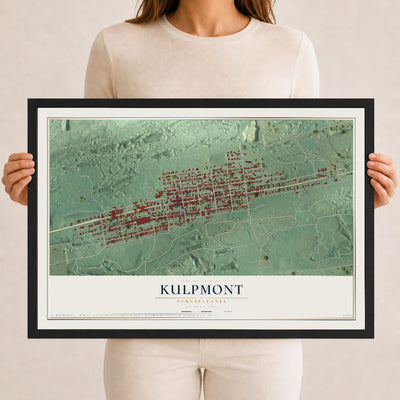 Map of Kulpmont, Pennsylvania, 12 x 18 inch print in a black wood frame